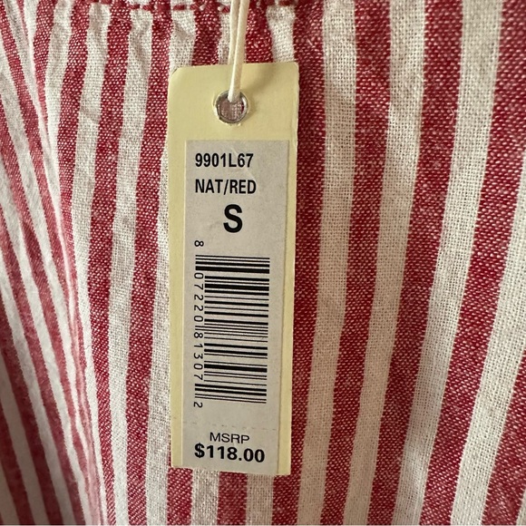 Max Studio Red Striped Linen Blend Shift Dress Size Small - Picture 4 of 14
